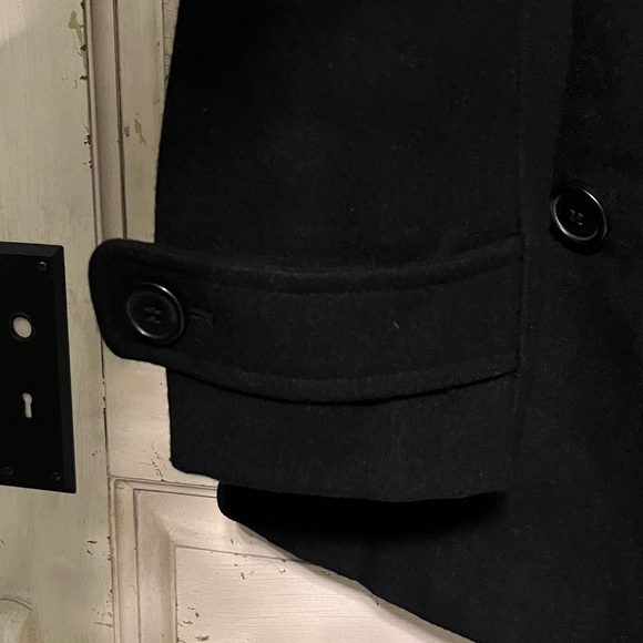 Giacca Women's Black Wool-Blend Pea Coat Size L - Picture 6 of 9
